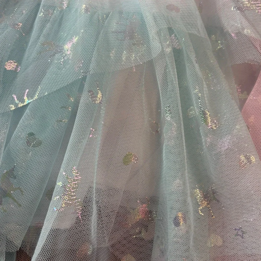 Jona Michelle Kids 2T Pastel‎ Rainbow Unicorn Tulle Party Dress CO7324 Pink Blue